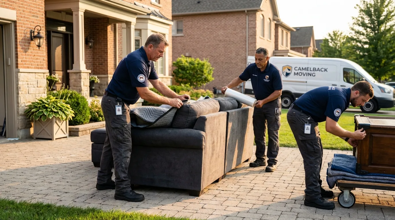 Large estate moving crew wrapping furniture in Woodsfield, OH
