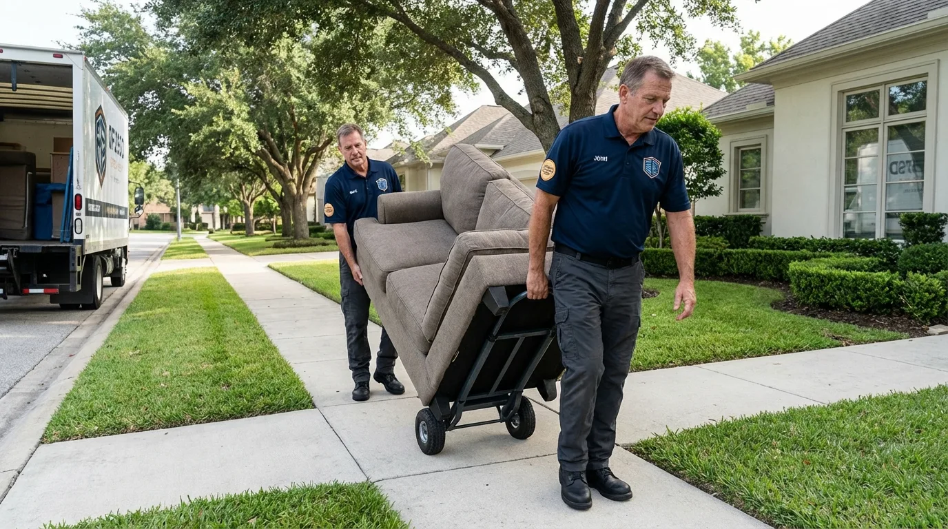 Local residential moving crew loading furniture in Woodsfield, OH